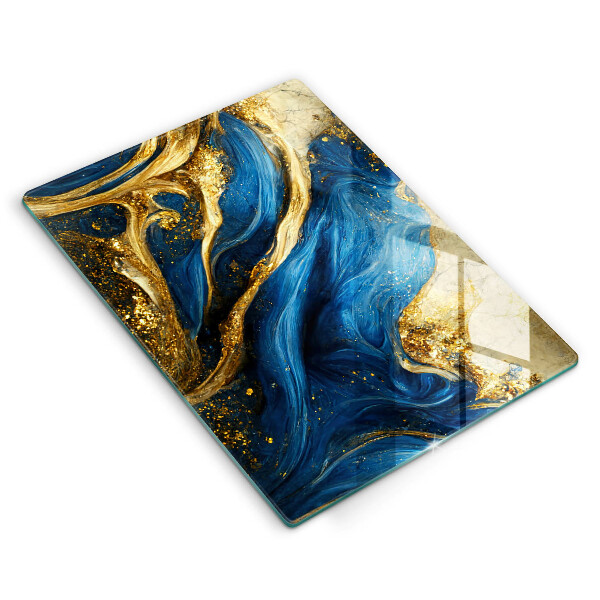 Tagliere in vetro Marmo blu e oro