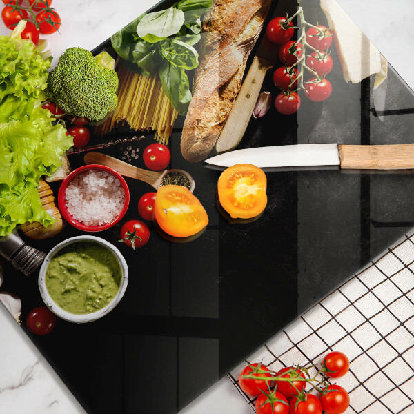 Tagliere in vetro Ingredienti e spezie italiani