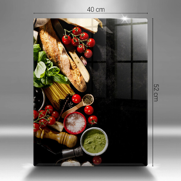 Tagliere in vetro Ingredienti e spezie italiani