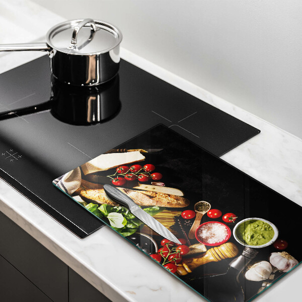 Tagliere in vetro Ingredienti e spezie italiani