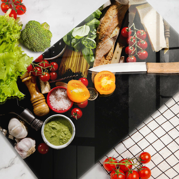 Tagliere in vetro Ingredienti e spezie italiani