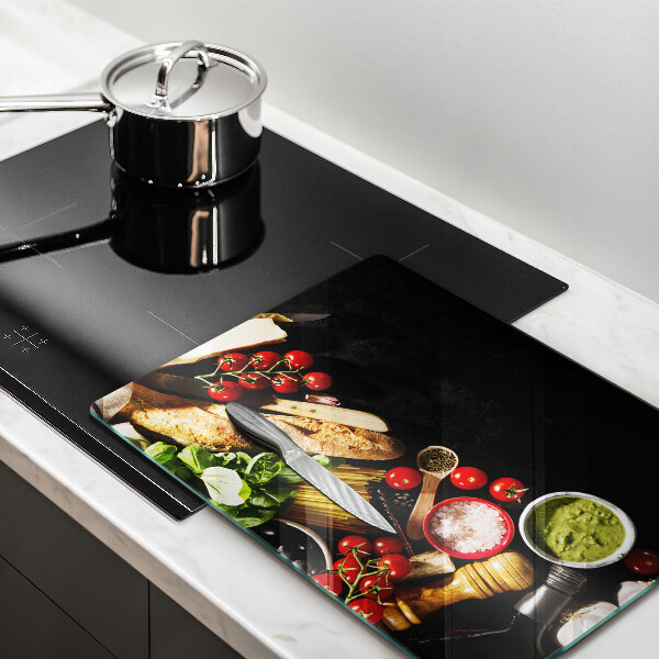 Tagliere in vetro Ingredienti e spezie italiani