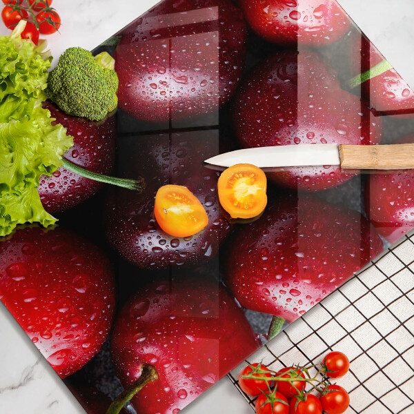 Tagliere in vetro Primo piano delle ciliegie