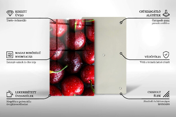 Tagliere in vetro Primo piano delle ciliegie