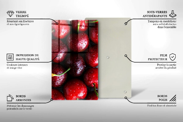 Tagliere in vetro Primo piano delle ciliegie