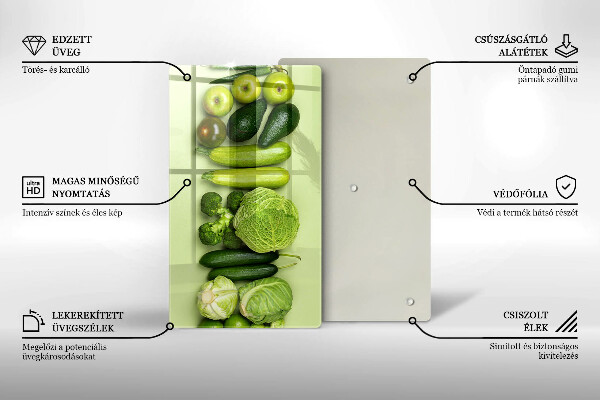 Tagliere in vetro Frutta e verdura verde