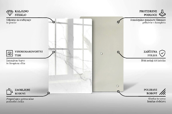 Tagliere in vetro Delicato marmo bianco