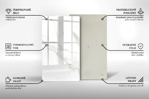 Tagliere in vetro Delicato marmo bianco