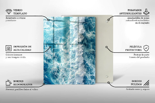 Tagliere in vetro Astrazione con il blu