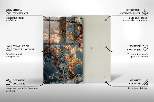 Tagliere in vetro Roccia decorativa con oro