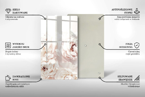 Tagliere in vetro Peonie pastello