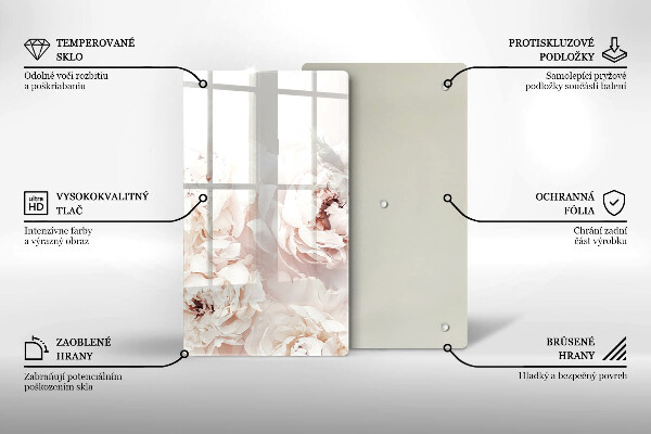 Tagliere in vetro Peonie pastello