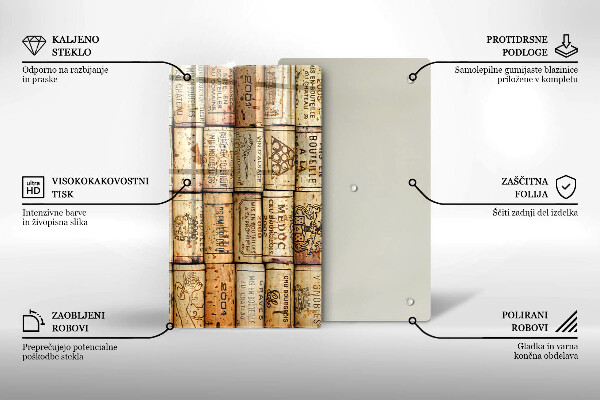 Tagliere in vetro Vecchi tappi per vino
