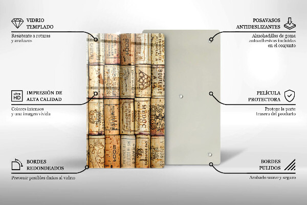 Tagliere in vetro Vecchi tappi per vino