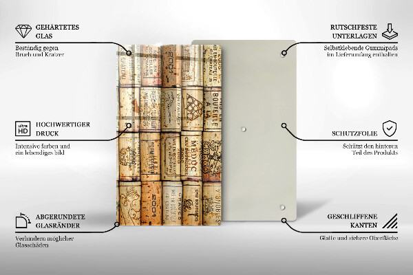 Tagliere in vetro Vecchi tappi per vino