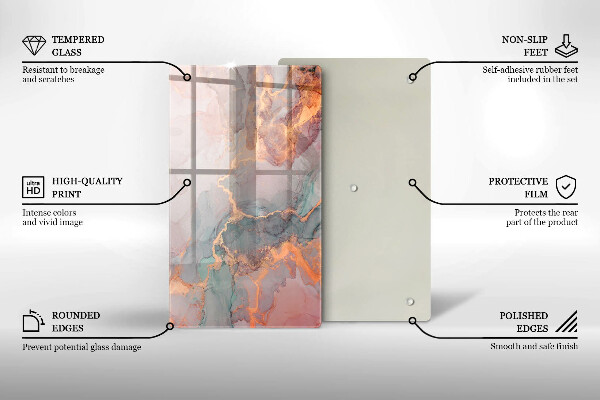 Tagliere in vetro Marmo con oro