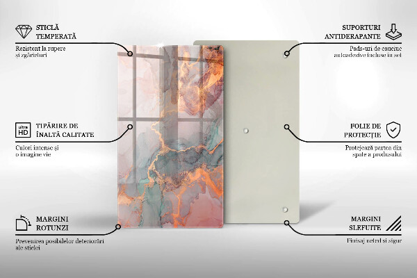 Tagliere in vetro Marmo con oro