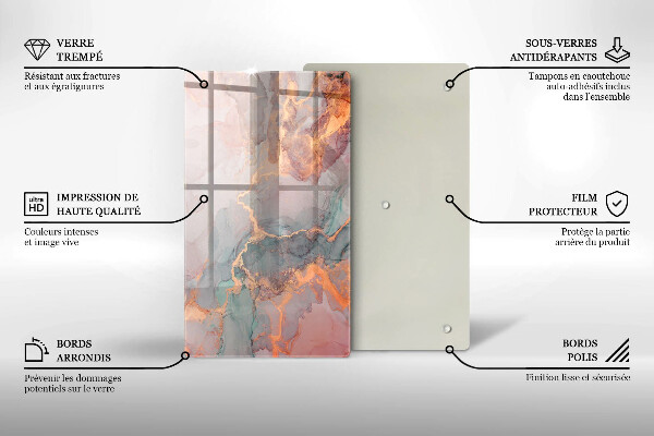 Tagliere in vetro Marmo con oro