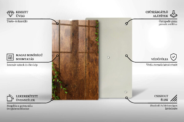Tagliere in vetro Tavole e foglie di legno