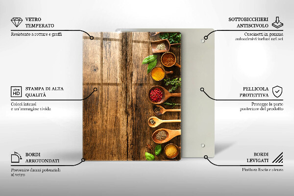Tagliere in vetro Tavole e foglie di legno