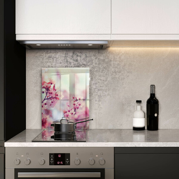 Tagliere in vetro Fiori rosa primaverili