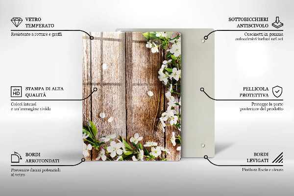 Tagliere in vetro Girasoli su tavole