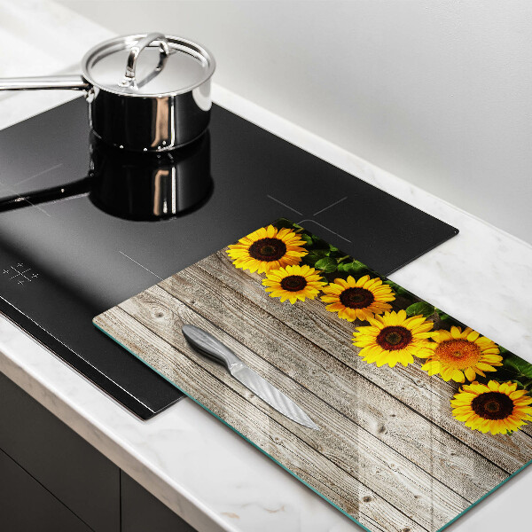 Tagliere in vetro Girasoli su tavole