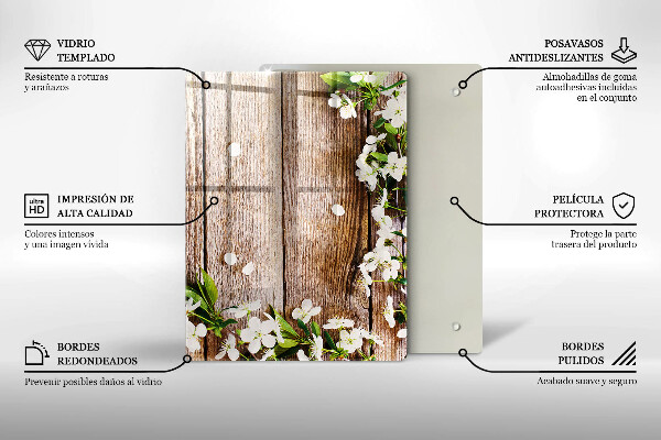 Tagliere in vetro Girasoli su tavole