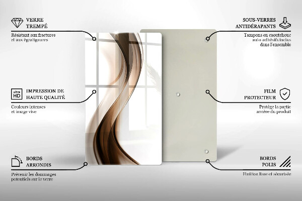 Tagliere in vetro Linee marroni astratte