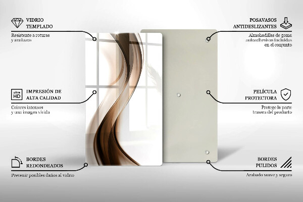 Tagliere in vetro Linee marroni astratte