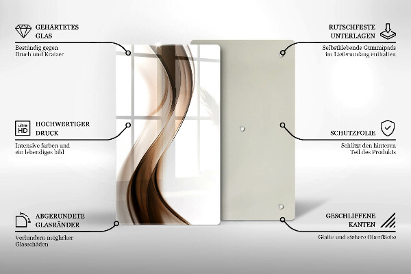 Tagliere in vetro Linee marroni astratte