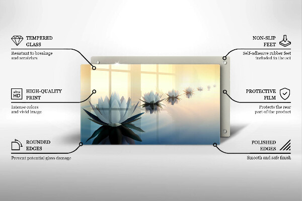 Tagliere in vetro temperato Fiori di giglio sull'acqua