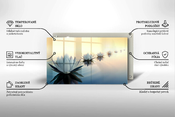 Tagliere in vetro temperato Fiori di giglio sull'acqua