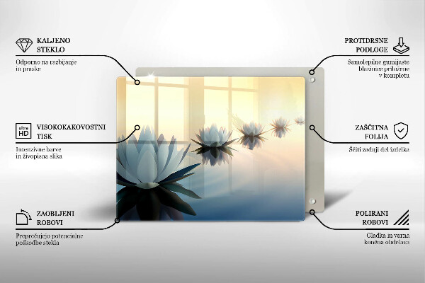 Tagliere in vetro temperato Fiori di giglio sull'acqua