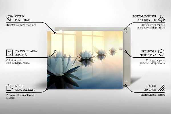 Tagliere in vetro temperato Fiori di giglio sull'acqua