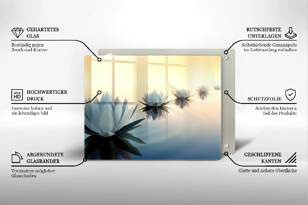 Tagliere in vetro temperato Fiori di giglio sull'acqua