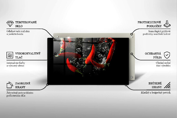 Tagliere in vetro temperato Peperoncini in acqua
