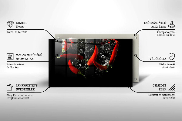 Tagliere in vetro temperato Peperoncini in acqua