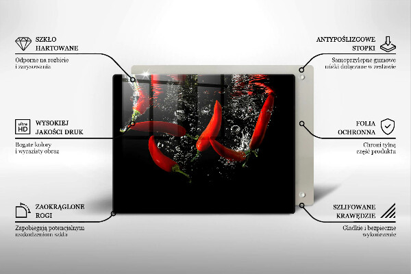 Tagliere in vetro temperato Peperoncini in acqua
