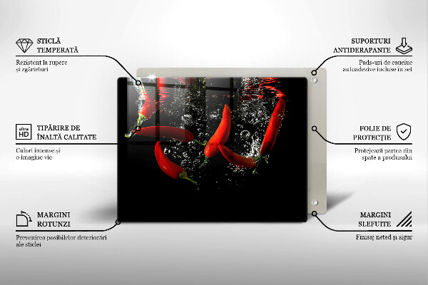 Tagliere in vetro temperato Peperoncini in acqua