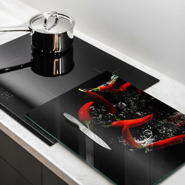 Tagliere in vetro temperato Peperoncini in acqua