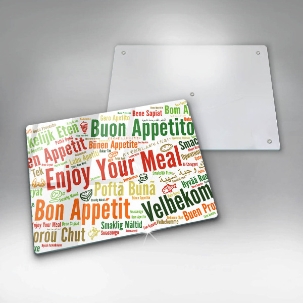 Tagliere in vetro Sottotitoli Buon appetito lingue