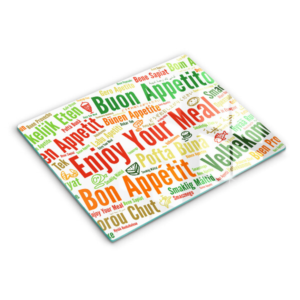Tagliere in vetro Sottotitoli Buon appetito lingue