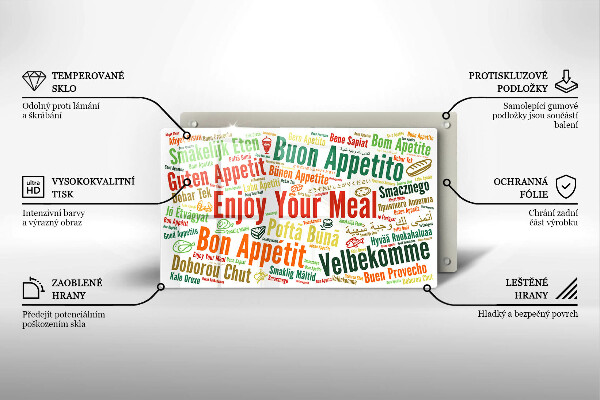 Tagliere in vetro Sottotitoli Buon appetito lingue