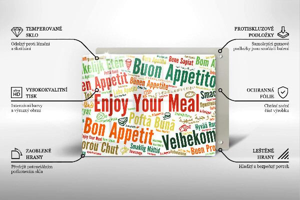 Tagliere in vetro Sottotitoli Buon appetito lingue