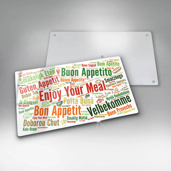 Tagliere in vetro Sottotitoli Buon appetito lingue