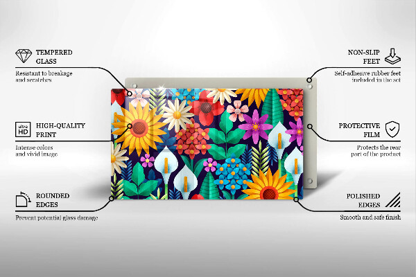 Tagliere in vetro temperato Illustrazione del prato dei fiori