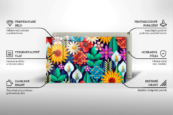 Tagliere in vetro temperato Illustrazione del prato dei fiori