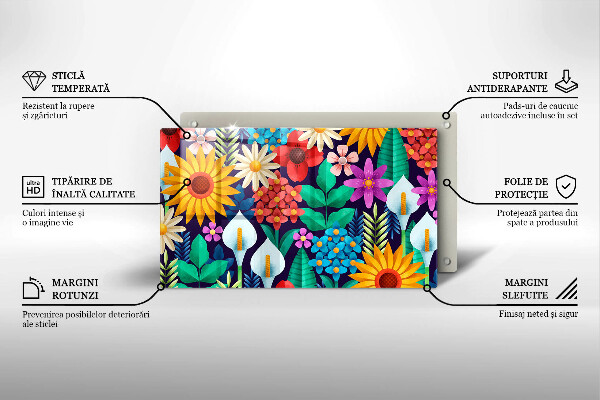 Tagliere in vetro temperato Illustrazione del prato dei fiori