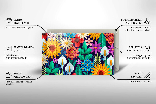 Tagliere in vetro temperato Illustrazione del prato dei fiori